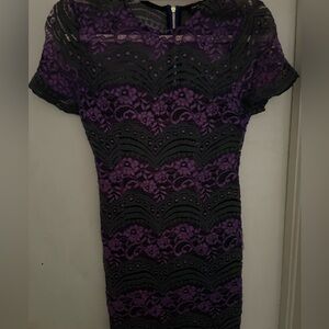 Striped Lace T-Shirt Dress